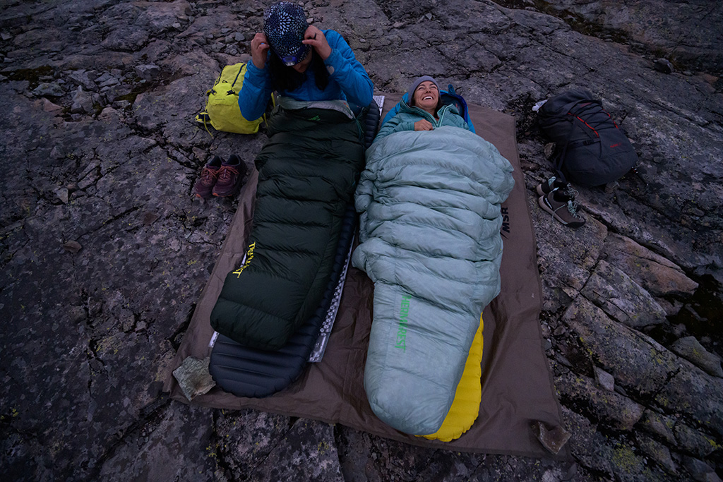 laying next to each other in ultralight sleep systems