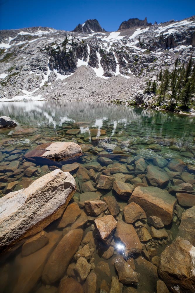 crystal clear water in beautiful mountains