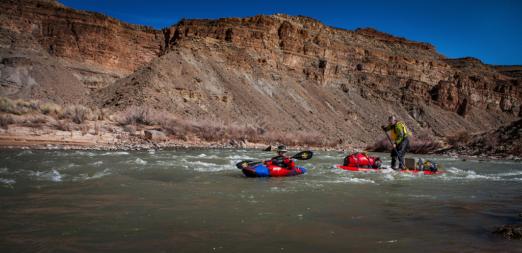 Abby leading Peter through a rapid on a three day river trip down the San Juan in the backcountry of southern Utah.