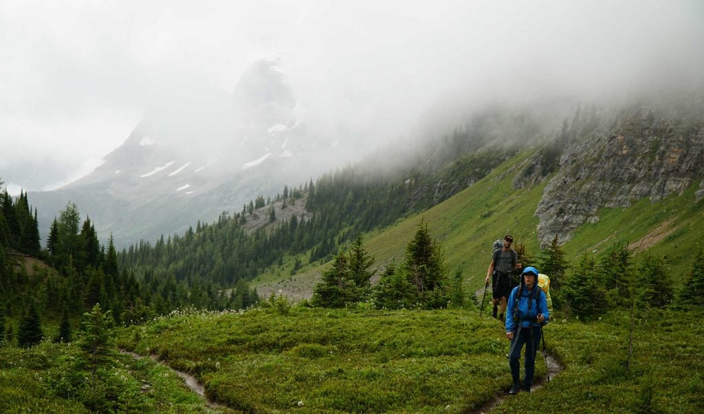 backpacking in the rain and mist