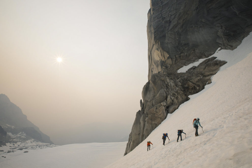 alpine climbing in group