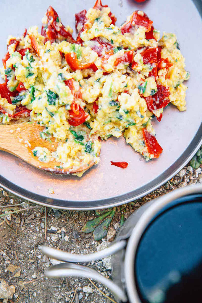 breakfast backpacking recipe scramble and peppers