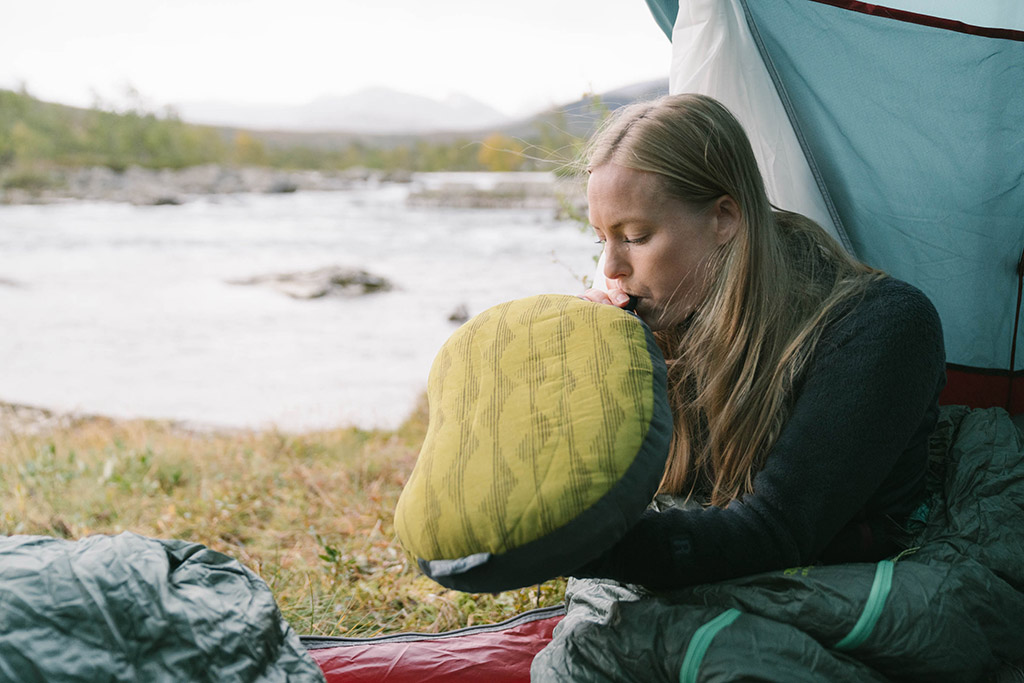 inflating camping pillow