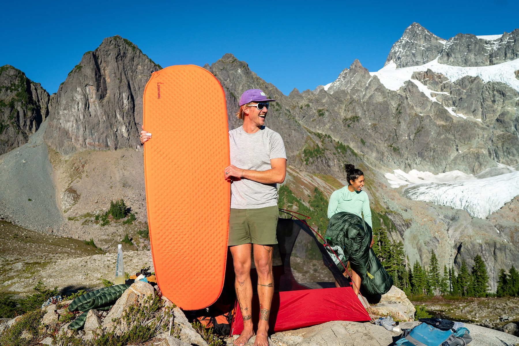 Thermarest self inflating sleeping pad on backpacking trip