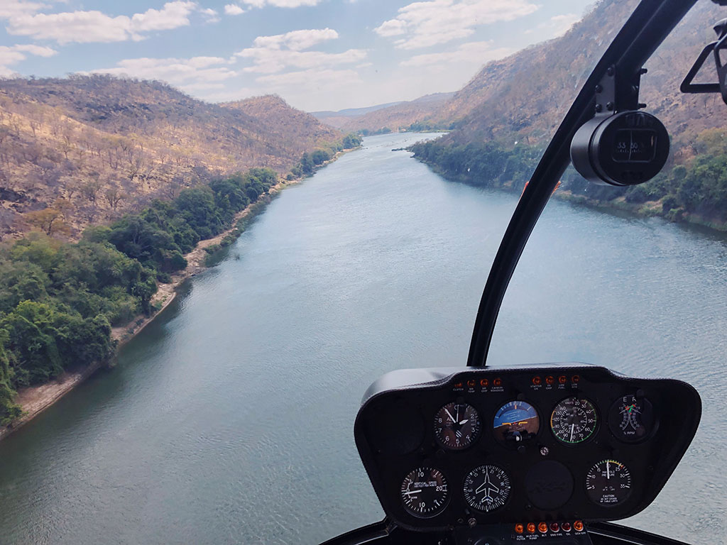 Helicopter view of Zambezi River
