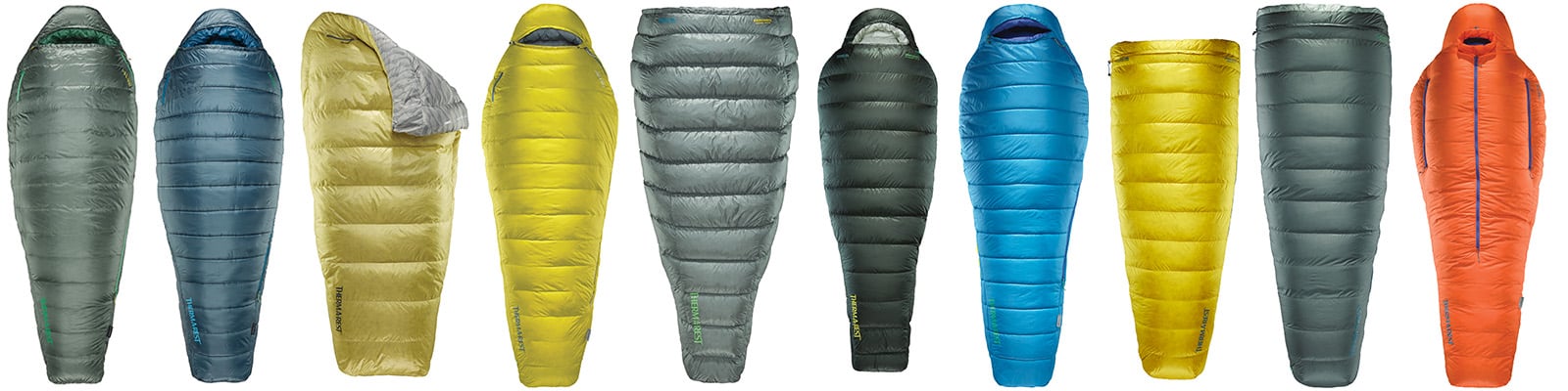 thermarest sleeping bags and quilts lineup