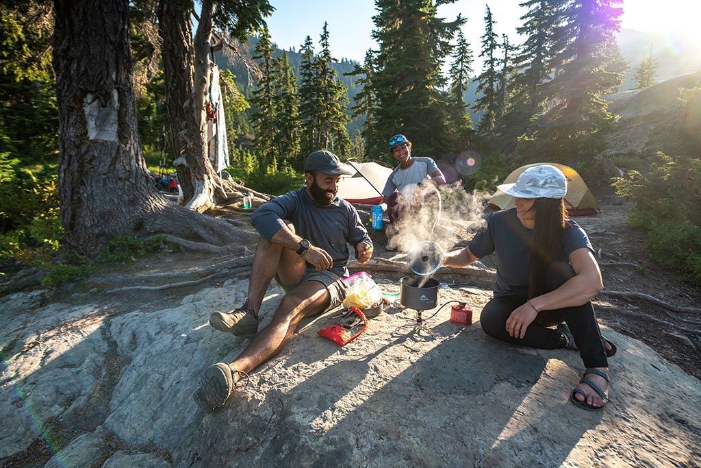 cooking on backpacking trip